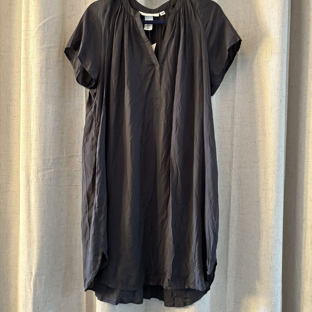 H&M L.O.G.G. Women Gray Casual Tunic Dress Size 2